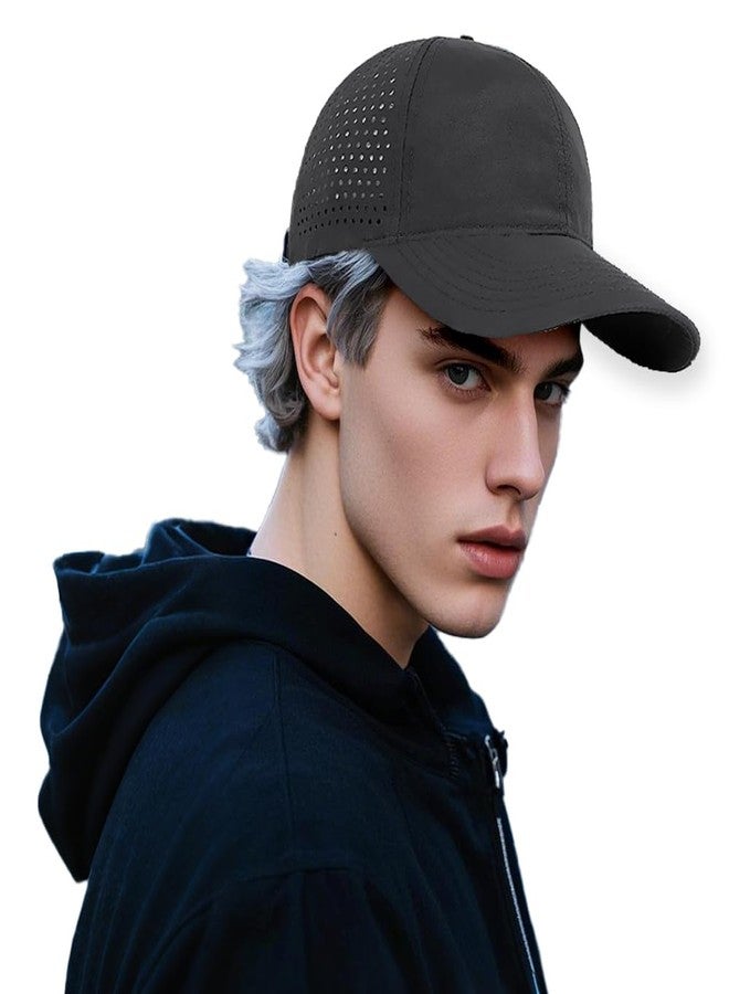 Ptduabenlu Quick Dry Baseball Cap for Men Women Adjustable Mesh Breathable Outdoor Sports Snapback Golf Cap Black - Image 2